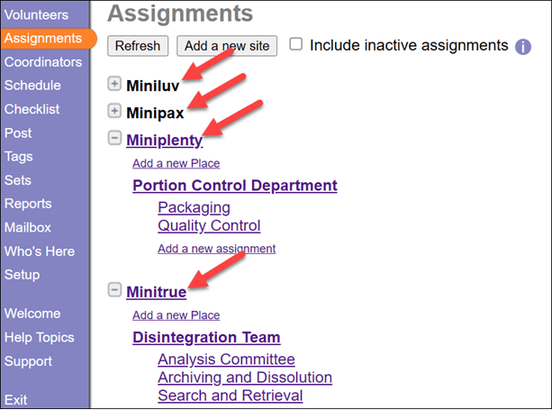 Image of Assignments Page for Headquarters Operator