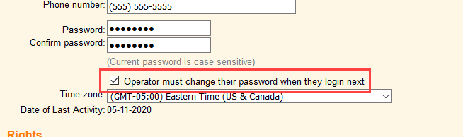 Image Must Change Password Setting