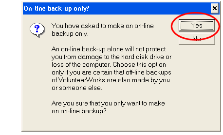 Confirm online only backup