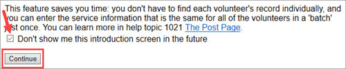 Image of Don't Show Again Checkbox and Continue Button