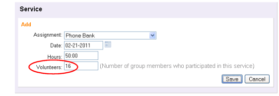 Image of Group record's service entry without From and To Times