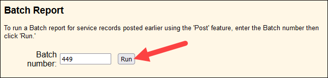 Image of Batch Number Field and Button