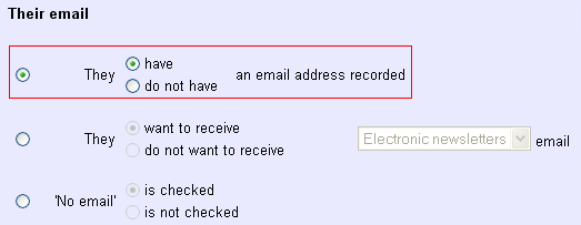 Example of Rule Set to Find Volunteers With Address Recorded
