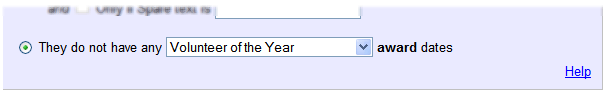 Example of Rule Set Up for Volunteers Without Award Date