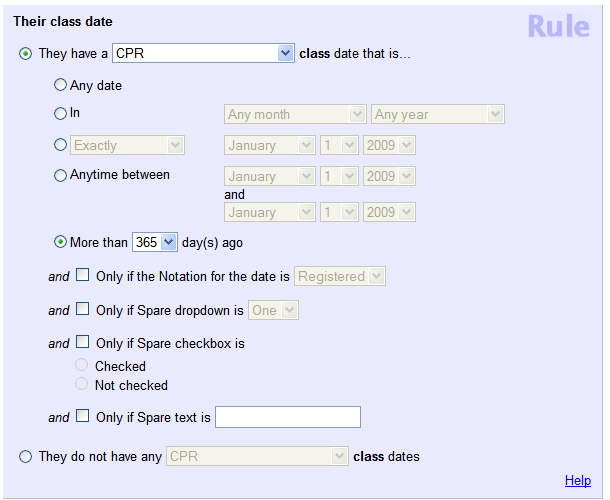 Example of Rule for CPR Class Date