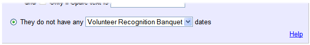 Example of Rule Set to Find Volunteers Without a Volunteer Recognition Banquet Date