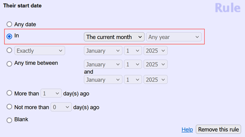 Example of Rule Set for Current Month