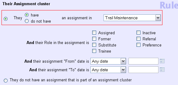 Example of Set Rule Based on Assignment Cluster