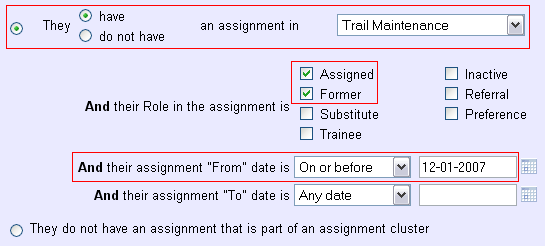 Example of Set Rule With Assigned and Former Roles