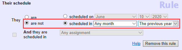 Image of Not Scheduled in Any Month of Previous Year