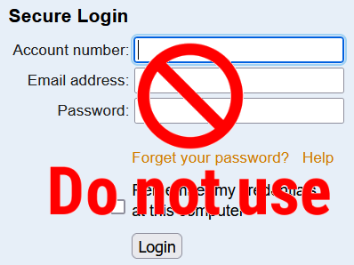 Image of Incorrect Login Page