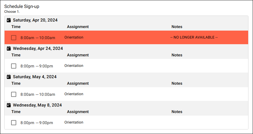 Orientation No Longer Available