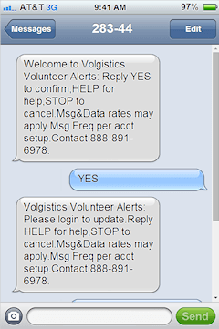 Image of Text Confirmation Message
