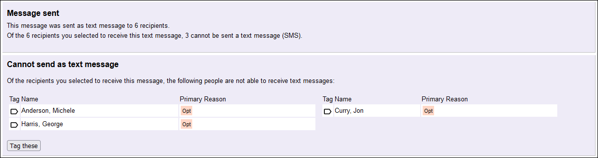 Image of Message Sent Page