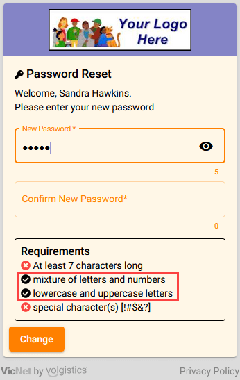 Example of Password Requirements