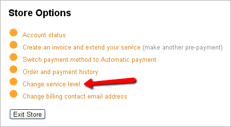 Image of Change Service Level Link