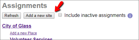 Image of Add a New Site Button