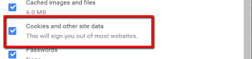 Image of Cookies and Other Site Data Box