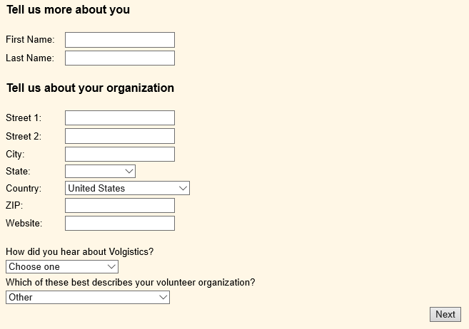 Image of Organization Details Screen