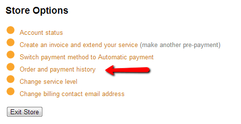Image of Order and Payment History Link