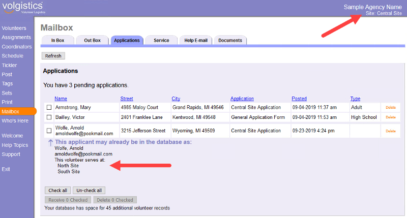 Image of potential duplicate application for Site Level Operator