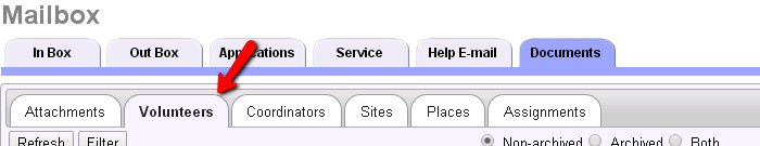 Image of Volunteers Sub-Tab