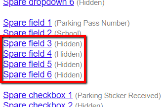 Examples of Hidden Spare Fields