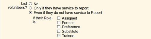Image of Service Report Options for Roles