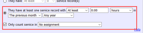 Example of Rule to Find Any Service Entry Without an Assignment