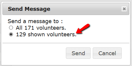 Message Selection Pop-Up