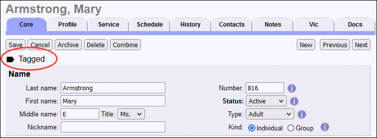 Example of Tagged Record