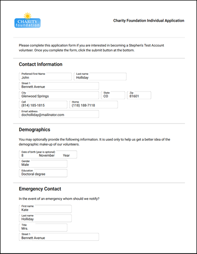 PDF copy of completed application form