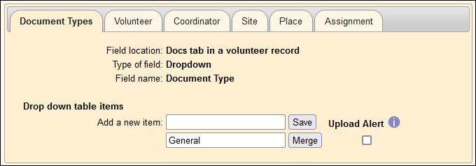 Document Types tab