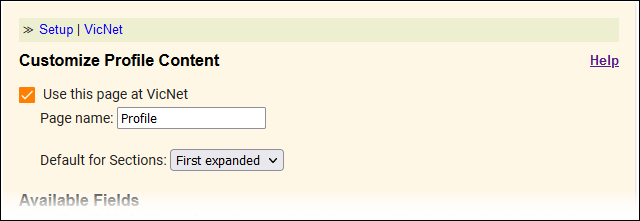 Customize Profile Content settings