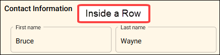 Name fields inside a row