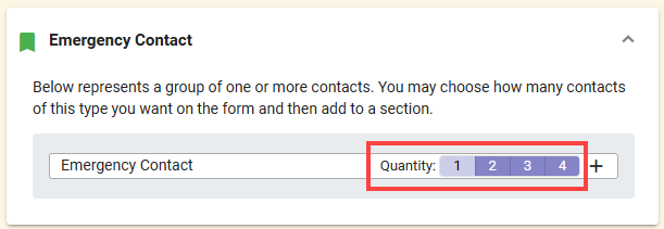 Emergency Contact Quantity Options
