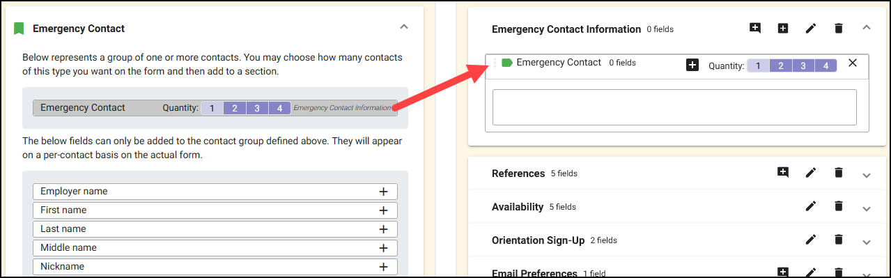 Emergency Contact field added to the form