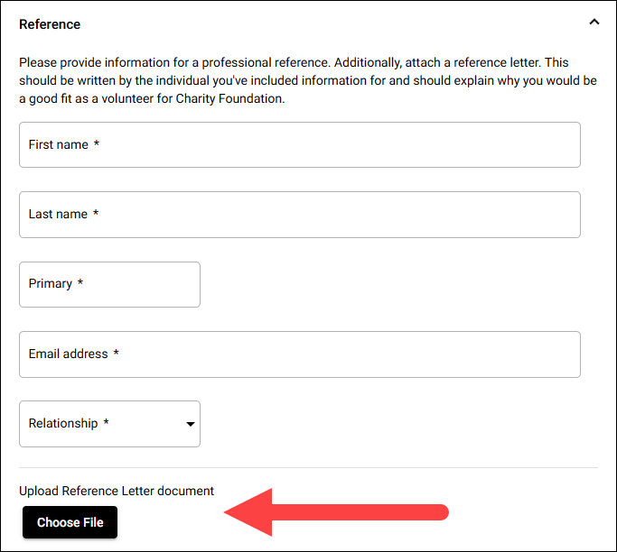 Example of Document Upload on Application Forms