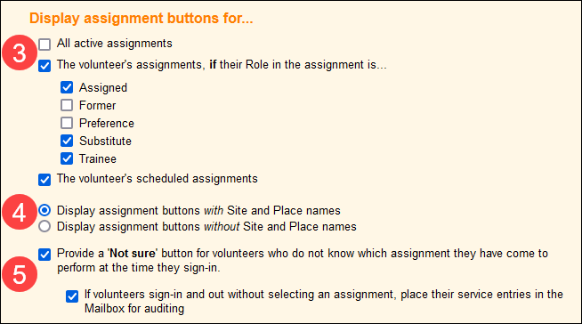 Assignment button options