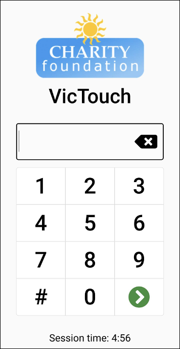 VicTouch QR code session sign-in screen
