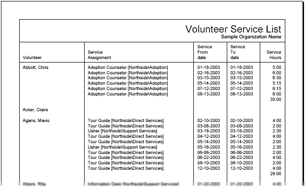 Example of Stock Report