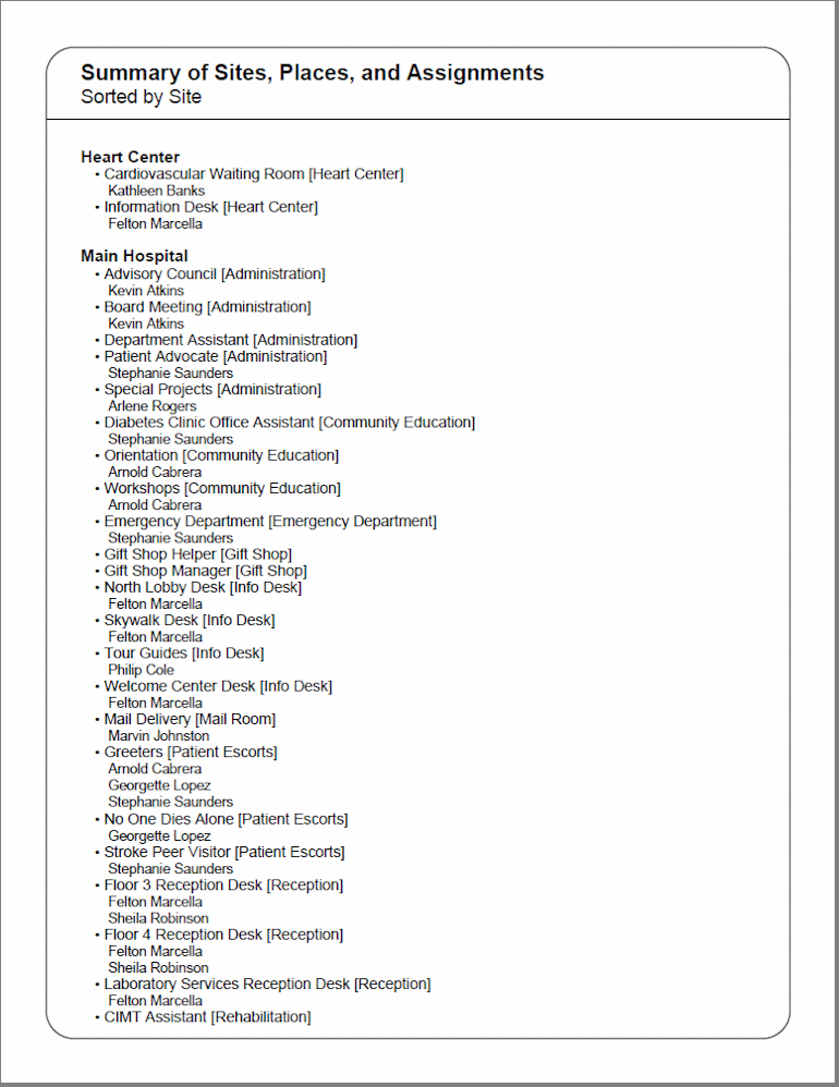 Example of Assignment List Stock Report