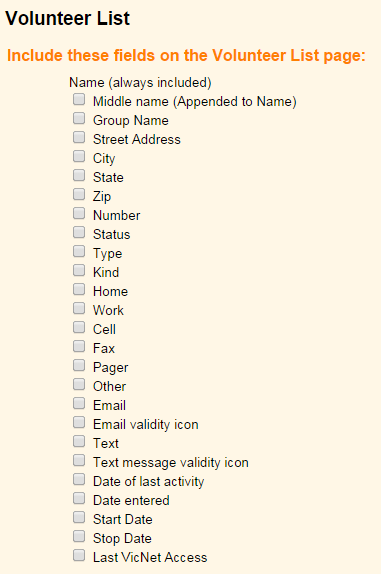volgistics help volunteer list